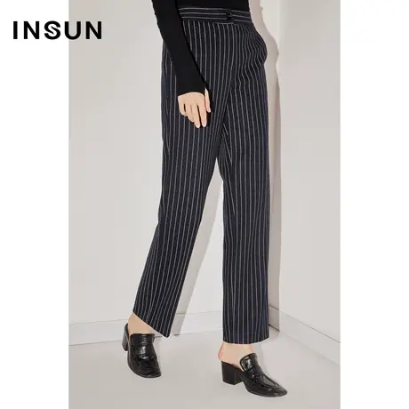 COVER冬季撞色条纹轻商务直筒休闲裤图片