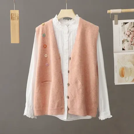 秋装女士毛衣针织背心马甲女新款2023年春秋女式马夹洋气开衫坎肩图片