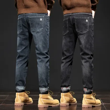 春秋季男士高端水洗潮牌休闲牛仔裤2023年新款宽松直筒男裤子秋装图片