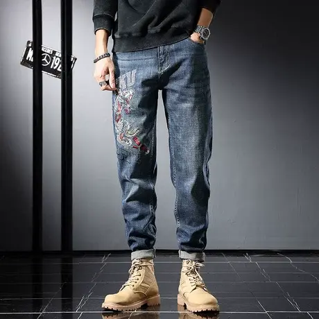 Modi Nick/摩帝尼克复古直筒牛仔裤男水洗休闲裤子百搭直筒裤百搭商品大图