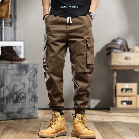 工装裤男秋季宽松多口袋伞兵裤机能风束脚裤休闲百搭运动长裤潮牌商品大图