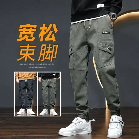 春季军绿色工装裤男士束脚宽松春秋款休闲裤子男款2024年新款男装商品大图
