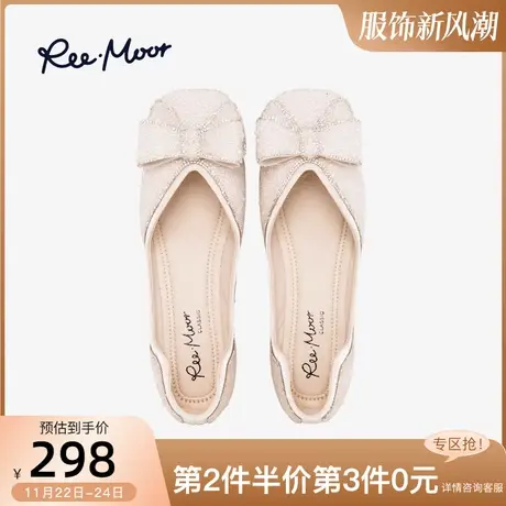REEMOOR睿慕单鞋浅口珍珠鞋子女2024春款鞋子低跟方头平底女鞋商品大图