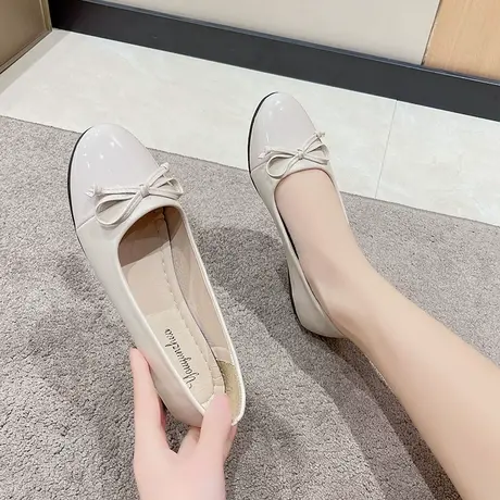 温柔单鞋女夏季仙女温柔软底软皮豆豆鞋平底浅口孕妇鞋春秋小皮鞋商品大图