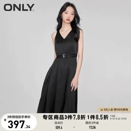 【买5免1】ONLY奥莱2023夏季新款轻奢优雅减龄显瘦纯色吊带连衣裙图片