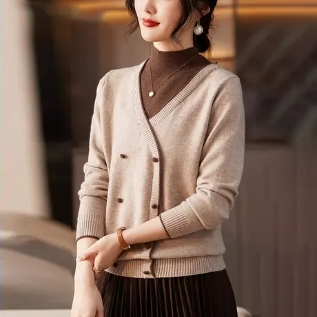 2023年新款冬季内搭外穿毛衣针织衫大码胖mm冬装保暖假两件打底衫图片