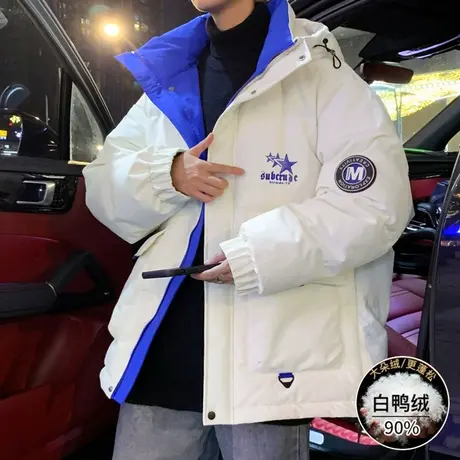 90白鸭绒黑金羽绒服男保暖潮牌ins港风炸街宽松冬季情侣防寒外套图片