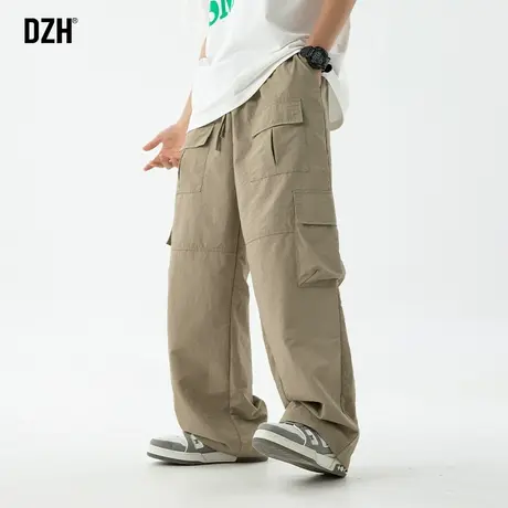男生卡其色工装裤子男款休闲阔腿裤2024年春季男裤美式机能冲锋裤商品大图