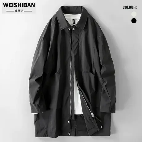 2024春秋季高级感防风中长款外套男上衣潮流轻奢极简翻领长款风衣商品大图