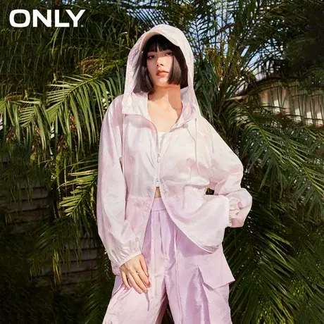 ONLY奥莱春季新款休闲百搭连帽抽绳晕染宽松外套女商品大图