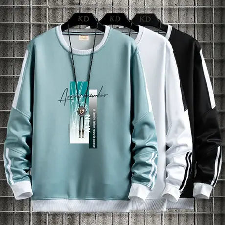 新款圆领卫衣男春秋薄款潮流秋衣男士长袖t恤宽松秋季打底衫衣服商品大图