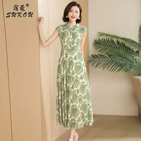 上档次气质通勤连衣裙女中长款2023夏天新款收腰显瘦轻奢洋气女裙图片