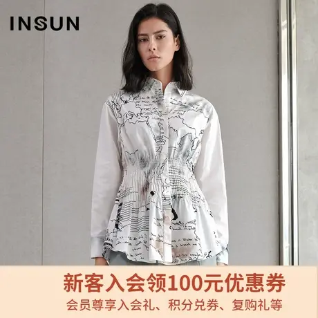 恩裳衬衫女夏季设计感小众收腰气质时尚衬衣开衫方领上衣图片