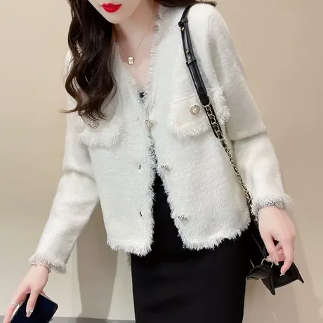 小香风外套女春装新款2023爆款针织开衫宽松韩版女士长袖上衣洋气图片