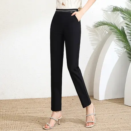 黑色小脚裤女春夏2023新款高腰显瘦九分锥形裤通勤显瘦休闲小西裤商品大图