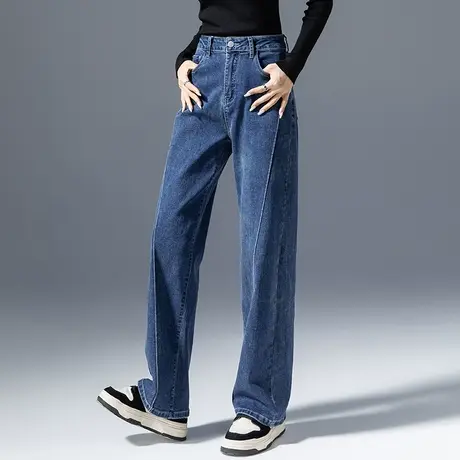高腰阔腿牛仔裤女2023年新款春秋裤子宽松拖地长裤秋季显瘦直筒裤商品大图
