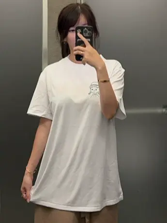 白色女士仿棉短袖t恤夏季2023新款欧货宽松大码女装洋气减龄上衣商品大图