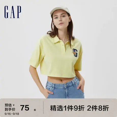 Gap女装夏季新款LOGO短款辣妹风水洗棉POLO衫598261休闲上衣图片