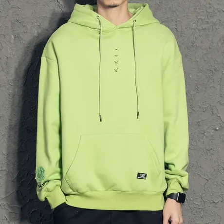 奕飏大雁成长印花简约百搭加绒卫衣男秋冬款 连帽上衣秋装ins潮流商品大图