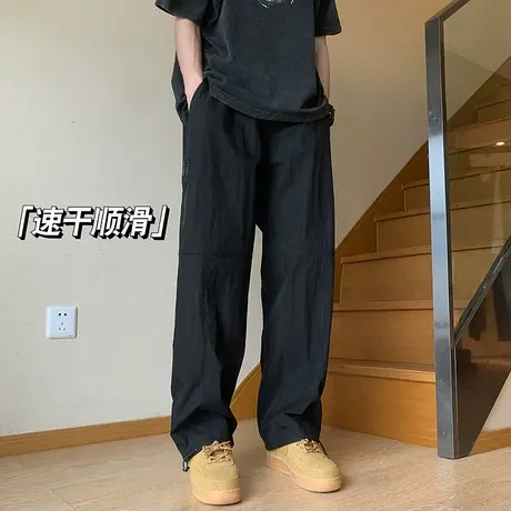 美式工装伞兵裤子男夏季尼龙速干冲锋裤vibe高街潮牌直筒休闲长裤商品大图