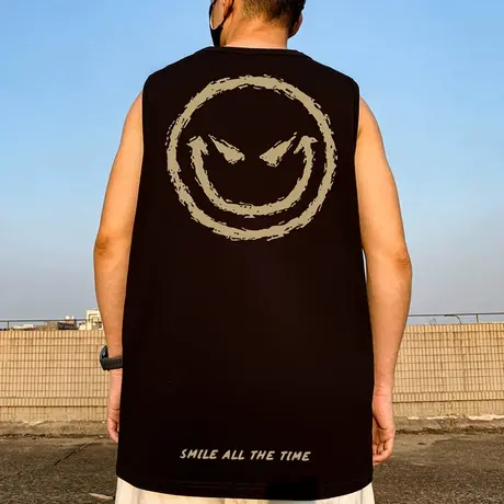 纯棉男生背心外穿坎肩篮球健身大码男装运动潮流无袖t恤小恶魔夏图片