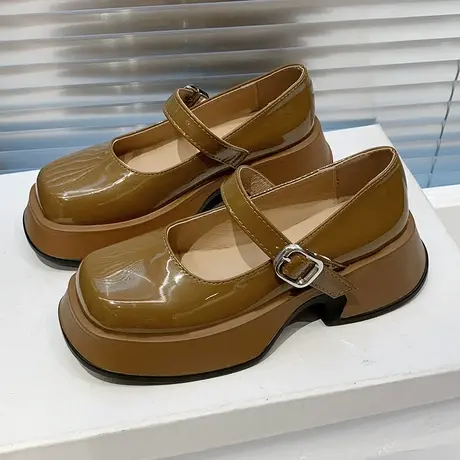 甜酷玛丽珍小皮鞋女春秋2023新款复古英伦方头厚底松糕日系jk单鞋商品大图