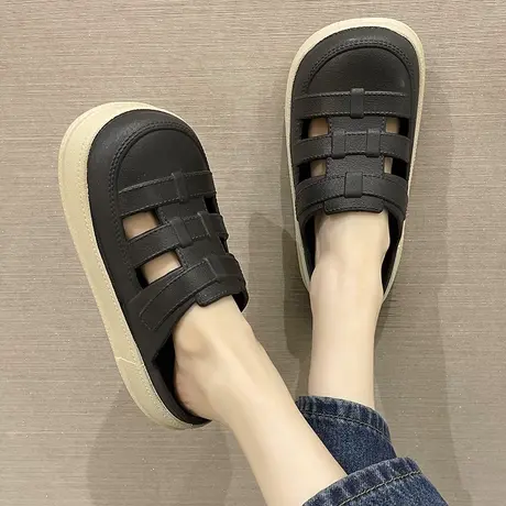 洞洞鞋女夏季2023新款厚底网红外穿时尚沙滩踩屎感防滑包头凉拖鞋商品大图