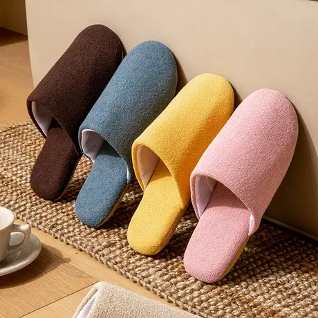 棉拖鞋女款春秋季情侣室内家居踩屎感软底防滑简约包头居家拖鞋男商品大图