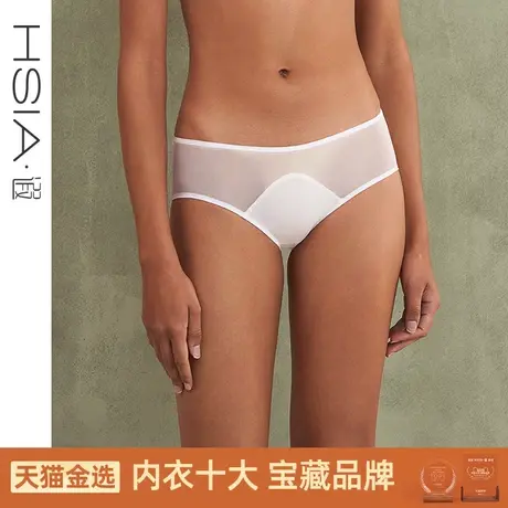 HSIA遐中腰平角裤高质乔其复古拼接网纱轻薄贴肤透气纯棉裆内裤女商品大图