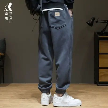 夏季新款加大运动卫裤男春秋潮牌束脚九分男裤宽松加肥加大休闲裤商品大图