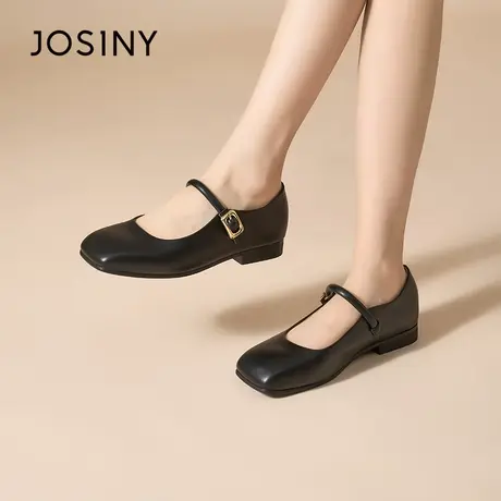 卓诗尼法式玛丽珍鞋女2024春季新款舒适软皮气质单鞋一字扣小皮鞋商品大图