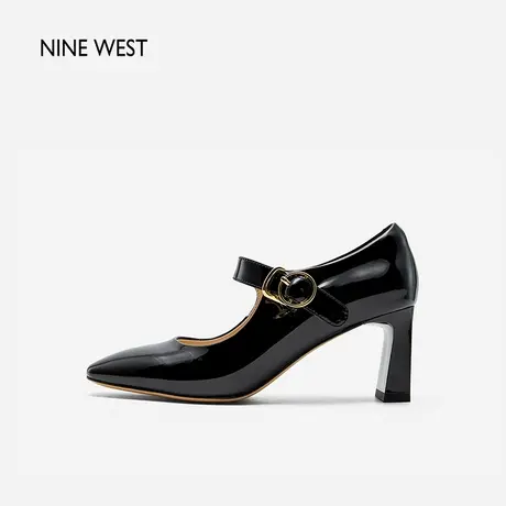Nine West/玖熙情迷玛丽方头漆皮单鞋2025夏季季新款复古玛丽珍鞋商品大图