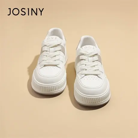 Josiny/卓诗尼厚底小白鞋女款2024新款春季百搭一脚蹬运动面包鞋商品大图