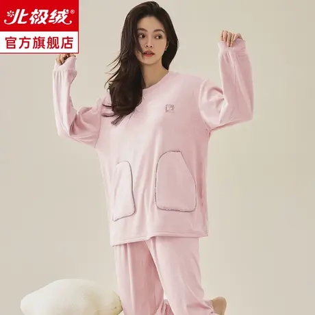 睡衣女秋冬季2023年新款海岛绒休闲简约可外穿保暖家居服两件套装商品大图
