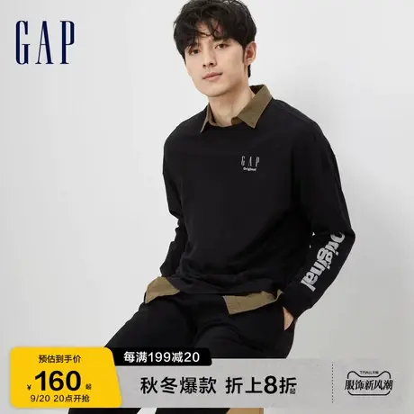 Gap男女装秋季2023新款LOGO宽松廓形运动长袖T恤773174休闲上衣图片