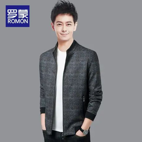 Romon/罗蒙春秋季新款夹克男休闲时尚立领外套中年商务爸爸装上衣商品大图