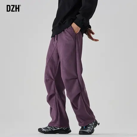 男生紫色工装裤男春秋季阔腿裤男款2023新款情侣嘻哈休闲裤长裤男商品大图