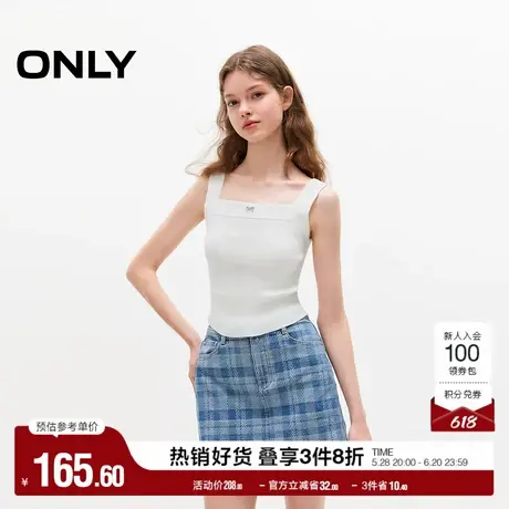 ONLY奥莱夏季休闲方领螺纹金属蝴蝶无袖针织衫女商品大图