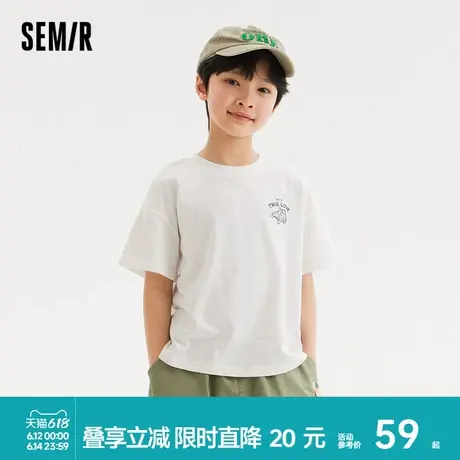 森马儿童短袖T恤2024新款美式印花潮流个性休闲上衣男童女童夏装商品大图