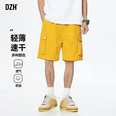 男士黄色沙滩裤工装短裤男夏季薄款冰丝裤宽松百搭裤子休闲五分裤商品大图