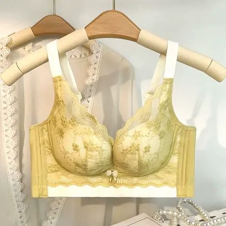 内衣女小胸聚拢无钢圈性感蕾丝无磁收副乳防下垂调整型文胸中模杯商品大图