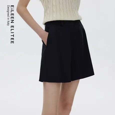 朗姿欧洲EiLEEN ELITEE2025年秋新款气质亚麻直筒显瘦休闲短裤女商品大图