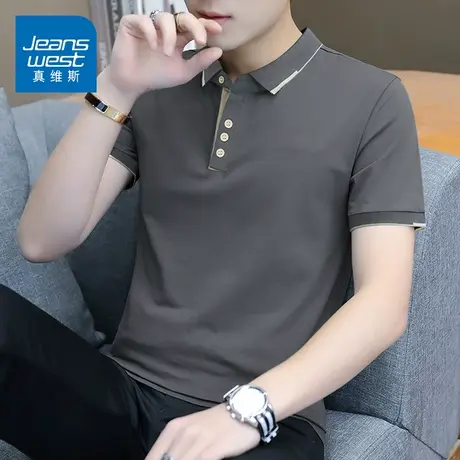 GQ真维斯冰丝短袖T恤男夏季Polo衫商务休闲男生帅气宽松半袖上衣图片