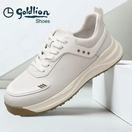 Goldlion/金利来休闲鞋男2025新款春夏季小白鞋男真皮运动鞋百搭商品大图