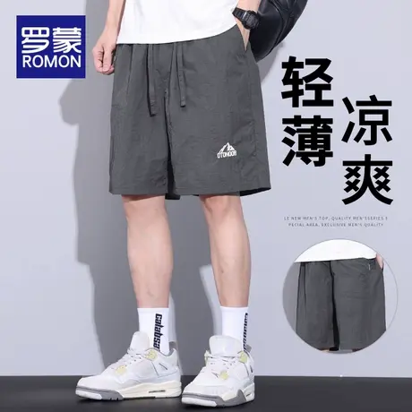 罗蒙速干短裤男夏季2025新款男士潮牌宽松五分中裤男款冰丝休闲裤商品大图