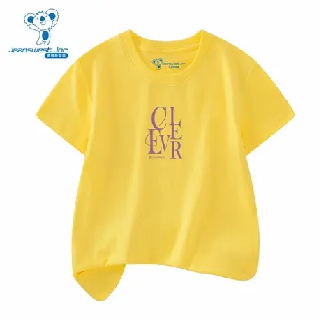 XD真维斯童装2025夏季新款女童圆领纯棉印花短袖T恤上衣图片