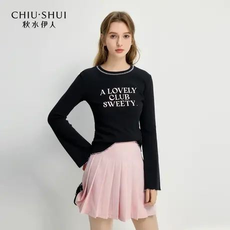 【晶晶姐妹专享】秋水伊人时尚简约毛针织衫装气质百搭印图案上衣图片