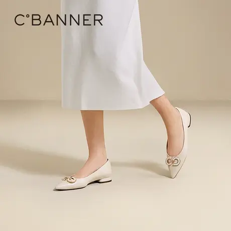 千百度双C拥抱低跟羊皮浅口单鞋女秋季新款浅口通勤晚晚鞋图片
