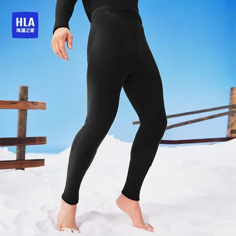 HLA/海澜之家男士加长加大羊毛贴片护膝保暖裤双层加厚秋裤打底裤图片