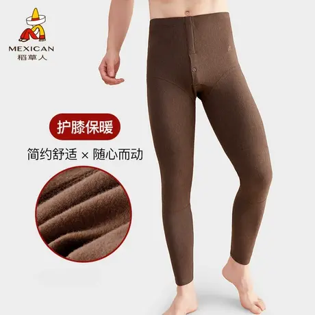 稻草人男士保暖棉裤线裤单件修紧身加绒护膝加厚打底商品大图
